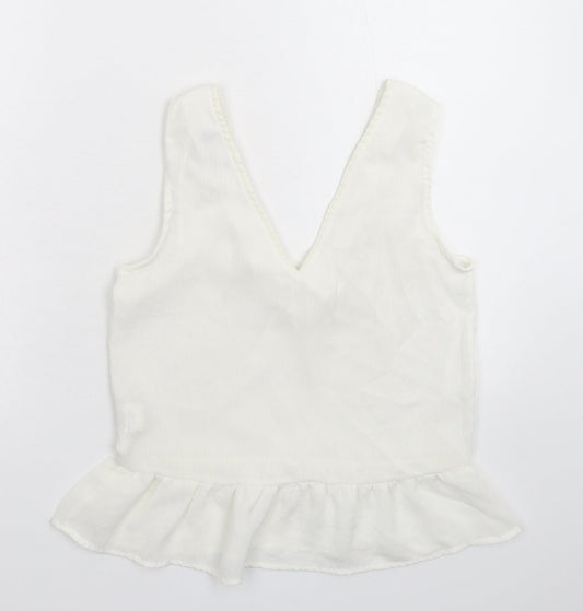 Womens UK Size 4 PRETTYLITTLETHING White Basic Tank