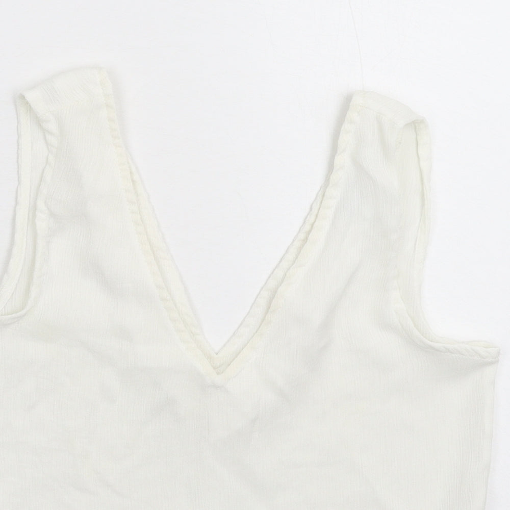 Womens UK Size 4 PRETTYLITTLETHING White Basic Tank
