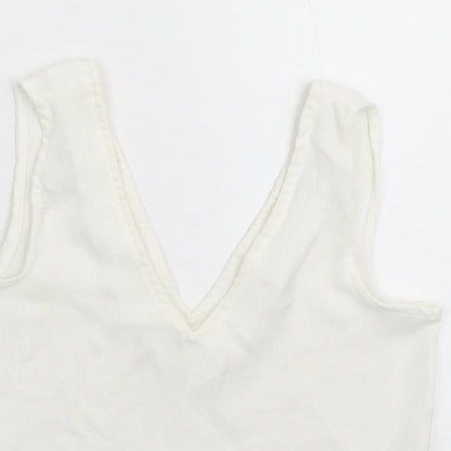 Womens UK Size 4 PRETTYLITTLETHING White Basic Tank