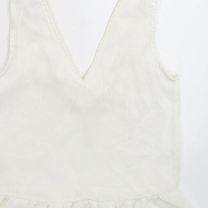 Womens UK Size 4 PRETTYLITTLETHING White Basic Tank