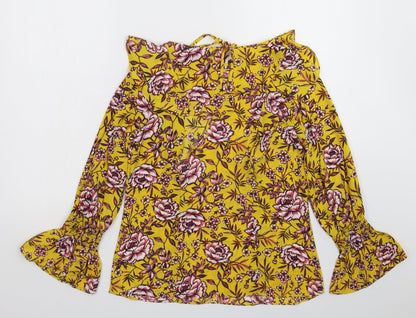 Womens UK Size 8 Peacocks Yellow Basic Blouse