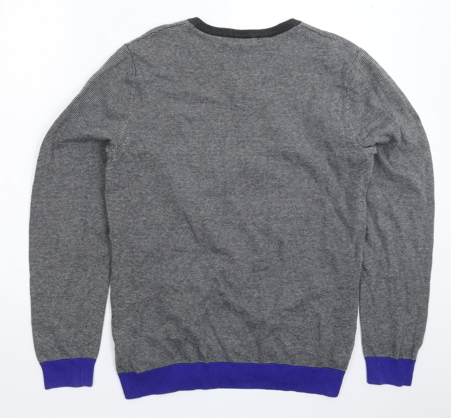 Red Herring Mens Grey Striped Knit Pullover Jumper Size M