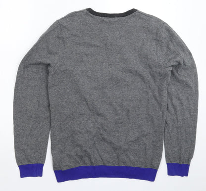 Red Herring Mens Grey Striped Knit Pullover Jumper Size M