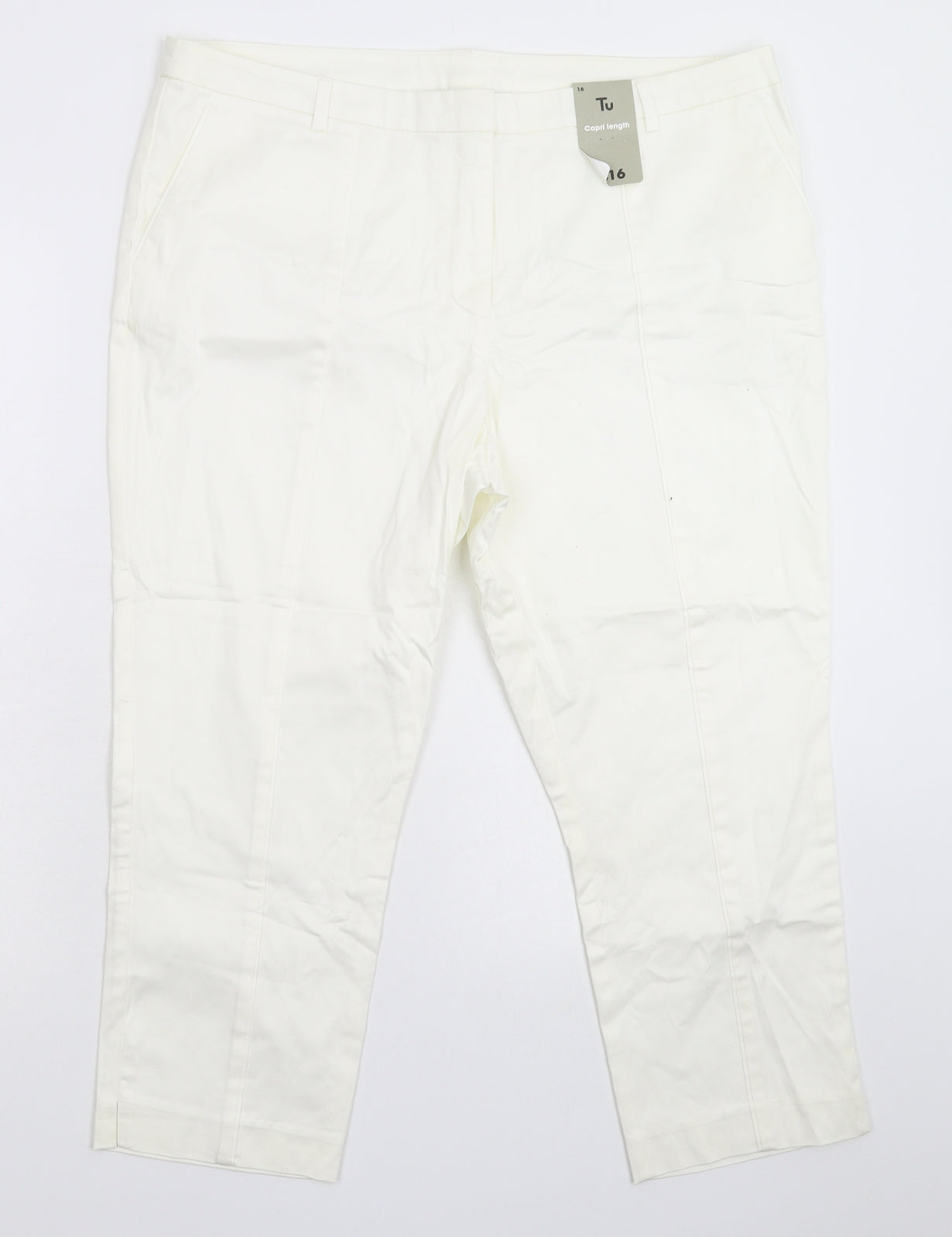 TU Womens White   Cropped Trousers Size 16 L22 in