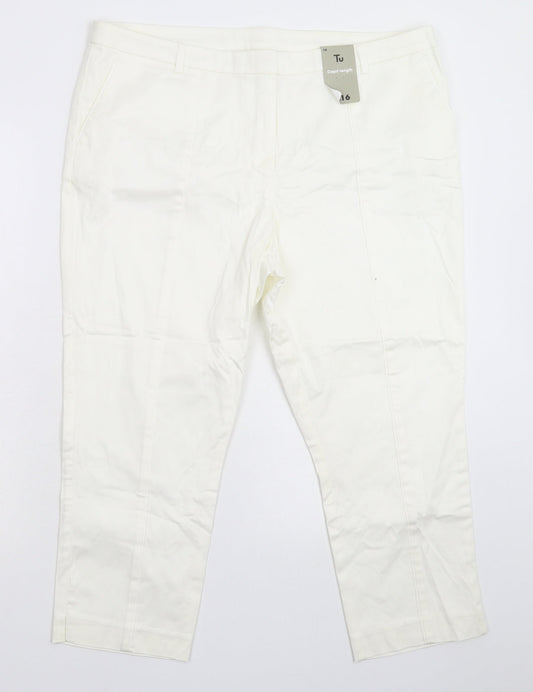 TU Womens White   Cropped Trousers Size 16 L22 in