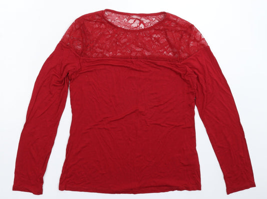 Womens UK Size M H&M Red Basic T-Shirt