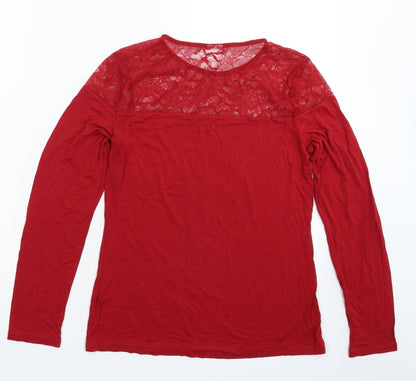 Womens UK Size M H&M Red Basic T-Shirt