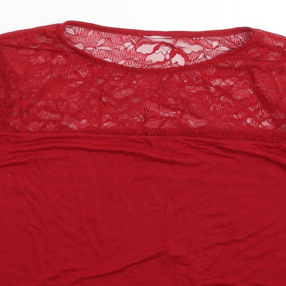 Womens UK Size M H&M Red Basic T-Shirt