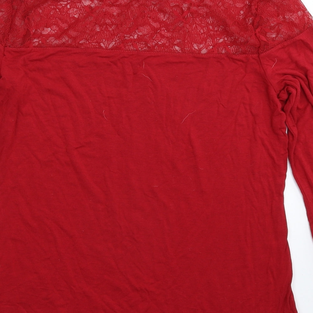 Womens UK Size M H&M Red Basic T-Shirt