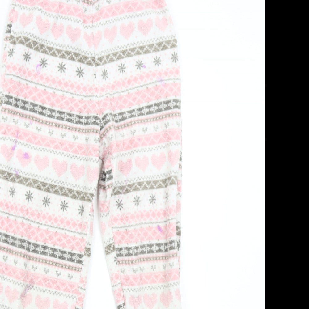 George Girls Pink Fair Isle Fleece  Pyjama Pants Size 9-10 Years