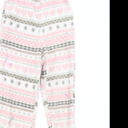 George Girls Pink Fair Isle Fleece  Pyjama Pants Size 9-10 Years