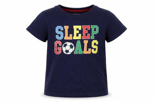 Jeff & Co Boys Blue Solid   Pyjama Top Size 2-3 Years  - Football Sleep Goals