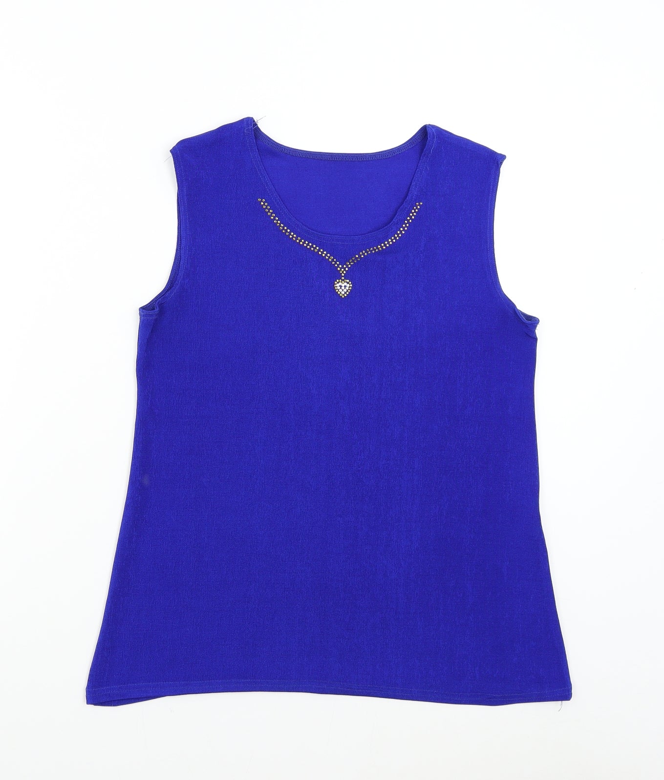 Womens UK Size L Preworn Blue Basic T-Shirt