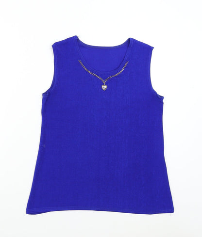 Womens UK Size L Preworn Blue Basic T-Shirt