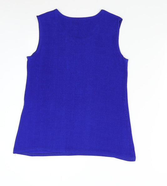 Womens UK Size L Preworn Blue Basic T-Shirt