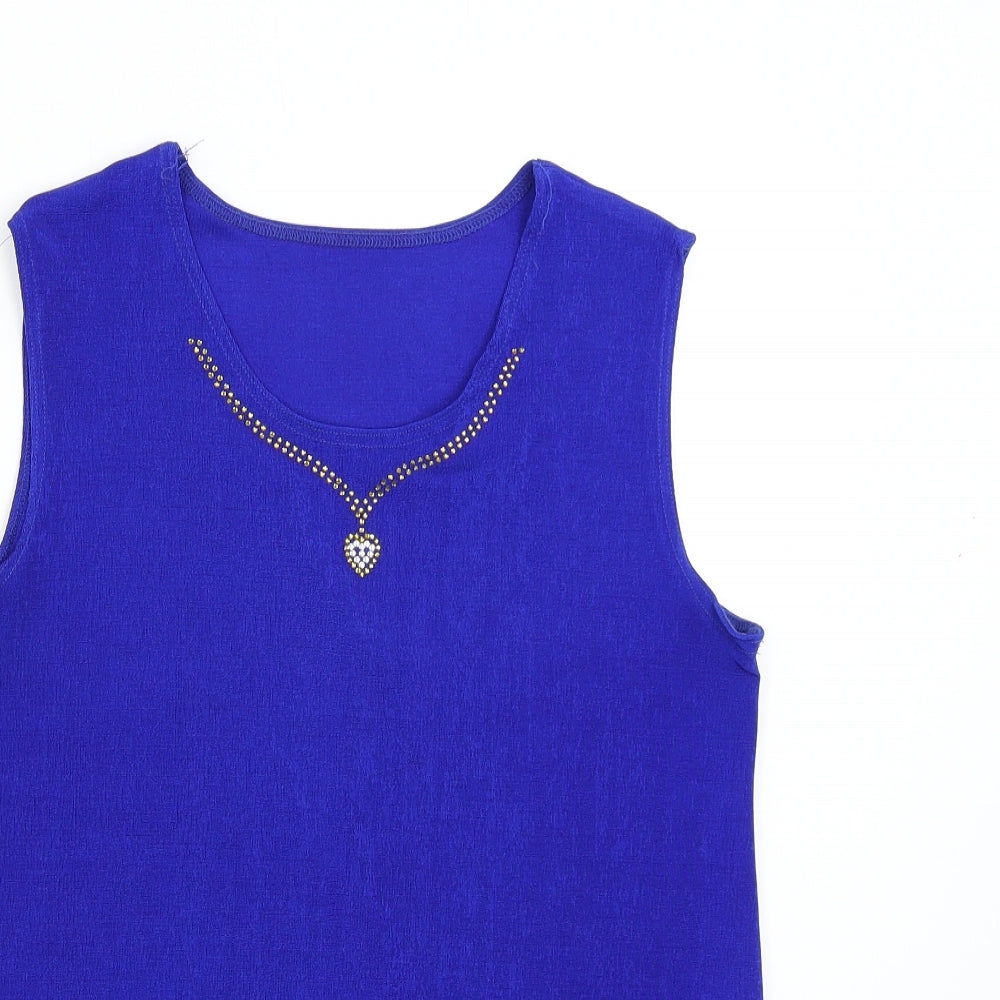 Womens UK Size L Preworn Blue Basic T-Shirt