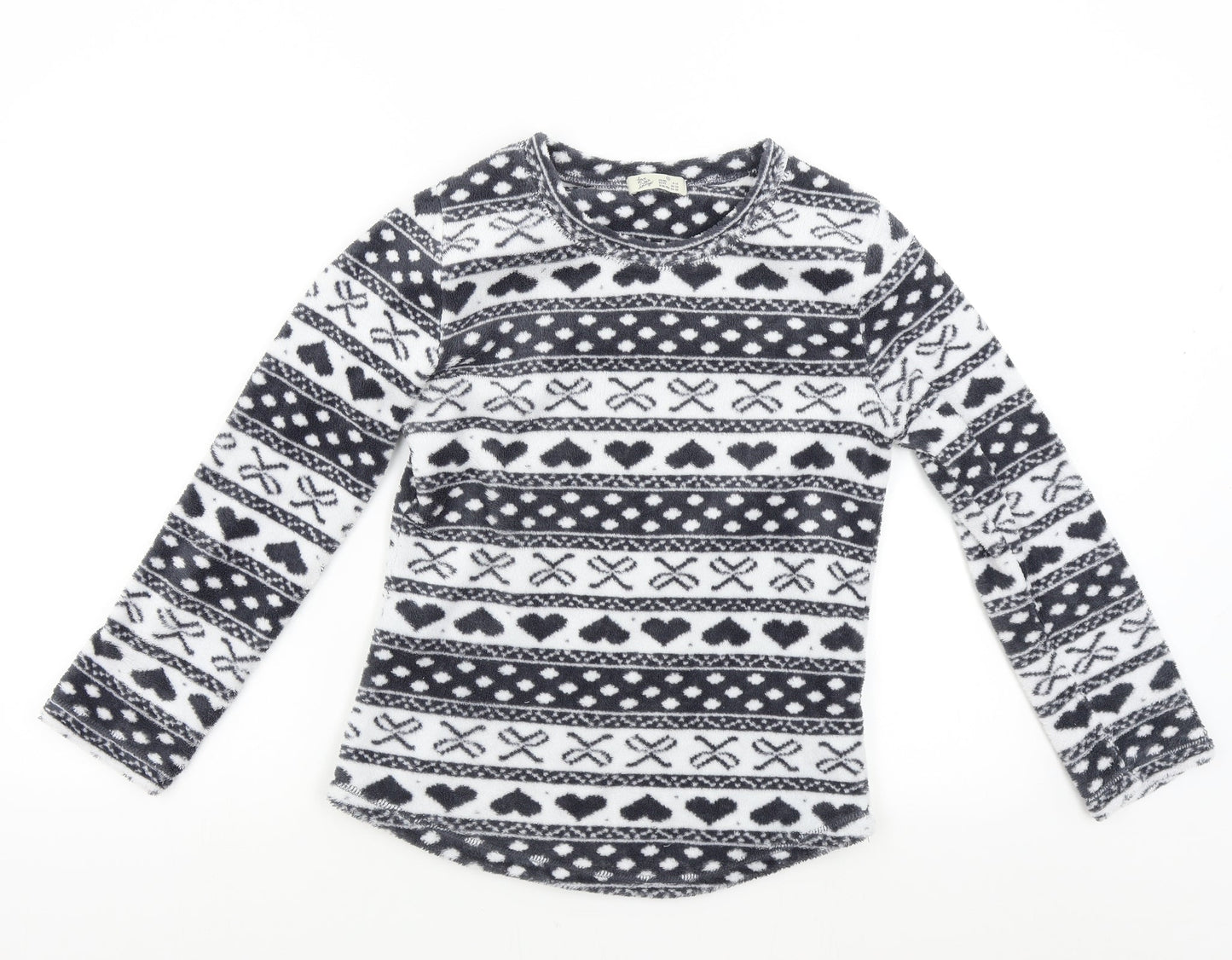 Primark Womens Multicoloured Geometric Fleece Top Pyjama Top Size 8