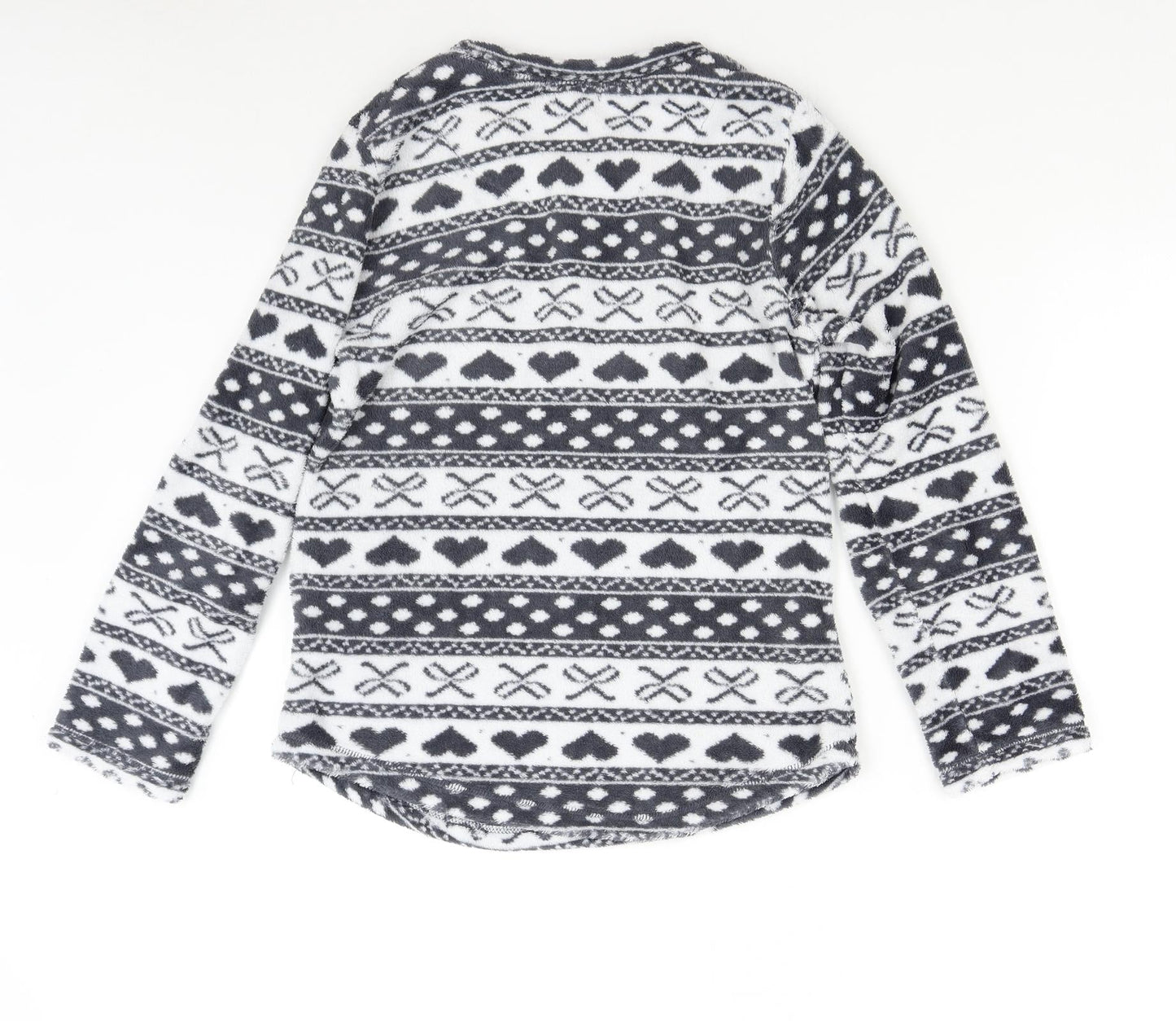 Primark Womens Multicoloured Geometric Fleece Top Pyjama Top Size 8