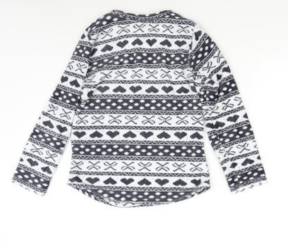 Primark Womens Multicoloured Geometric Fleece Top Pyjama Top Size 8