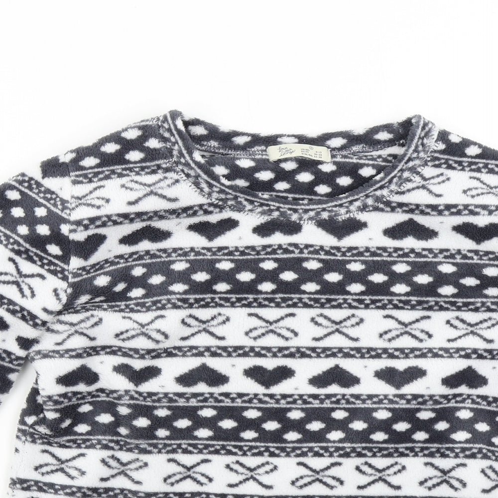 Primark Womens Multicoloured Geometric Fleece Top Pyjama Top Size 8
