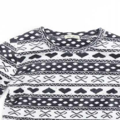 Primark Womens Multicoloured Geometric Fleece Top Pyjama Top Size 8