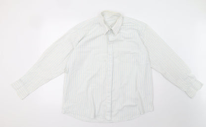 Preworn Mens White Striped   Polo Size 16.5