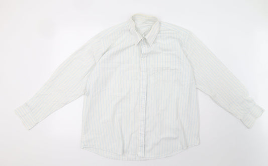 Preworn Mens White Striped   Polo Size 16.5