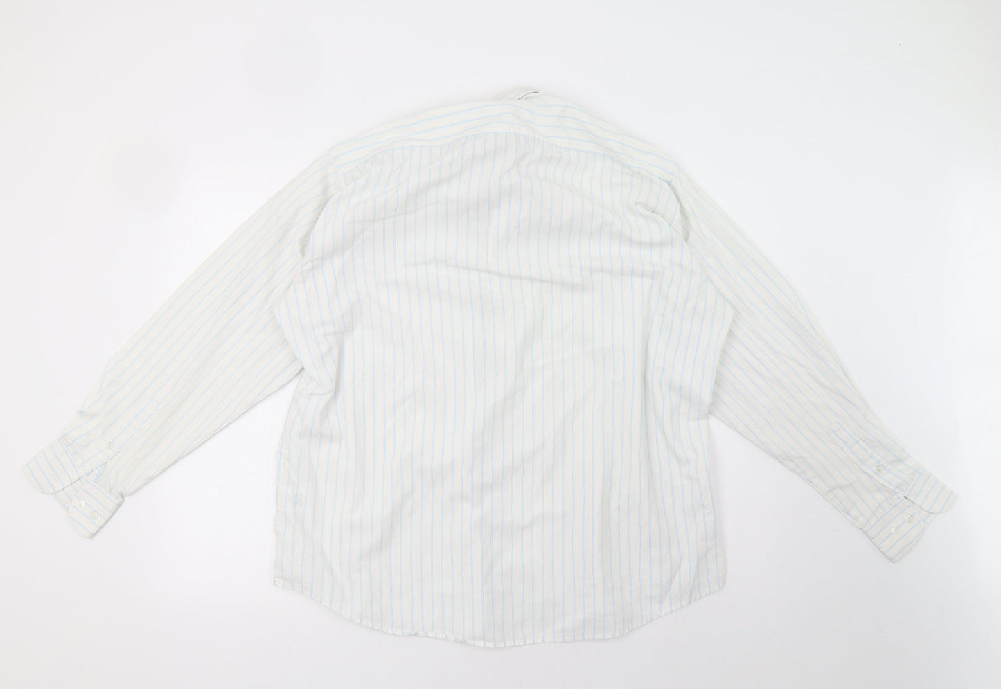 Preworn Mens White Striped   Polo Size 16.5