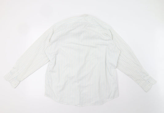 Preworn Mens White Striped   Polo Size 16.5