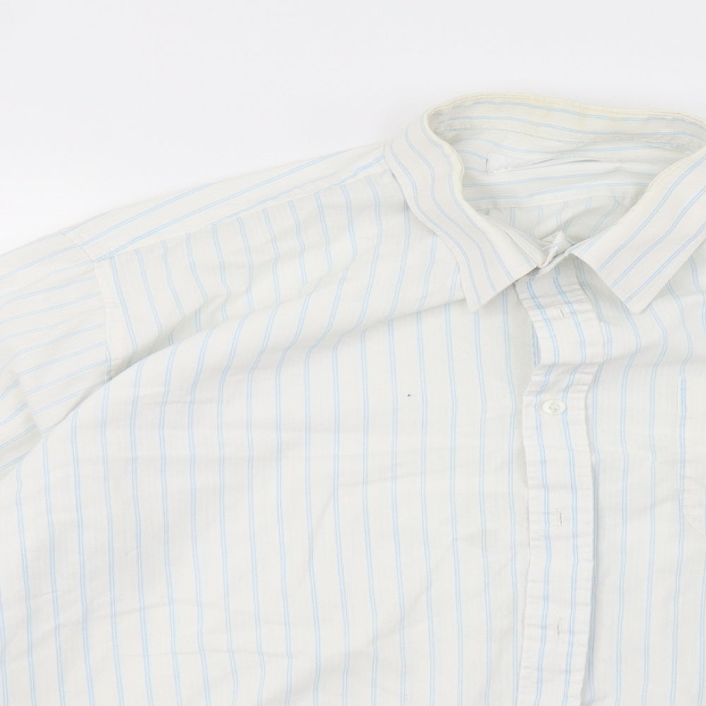 Preworn Mens White Striped   Polo Size 16.5