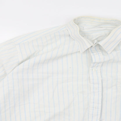 Preworn Mens White Striped   Polo Size 16.5