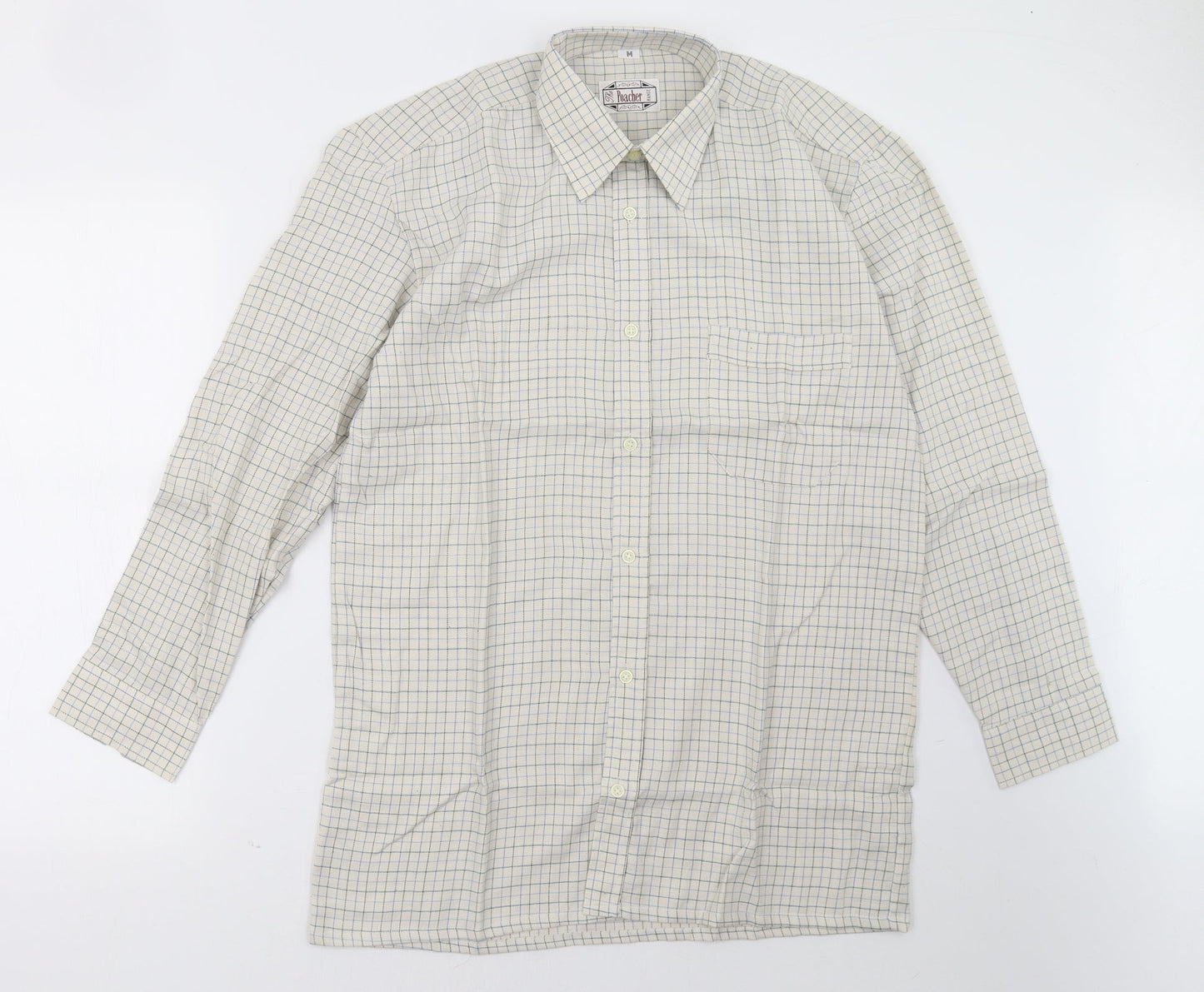 poach Mens Beige Check   Polo Size M