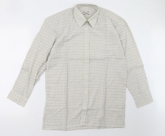 poach Mens Beige Check   Polo Size M