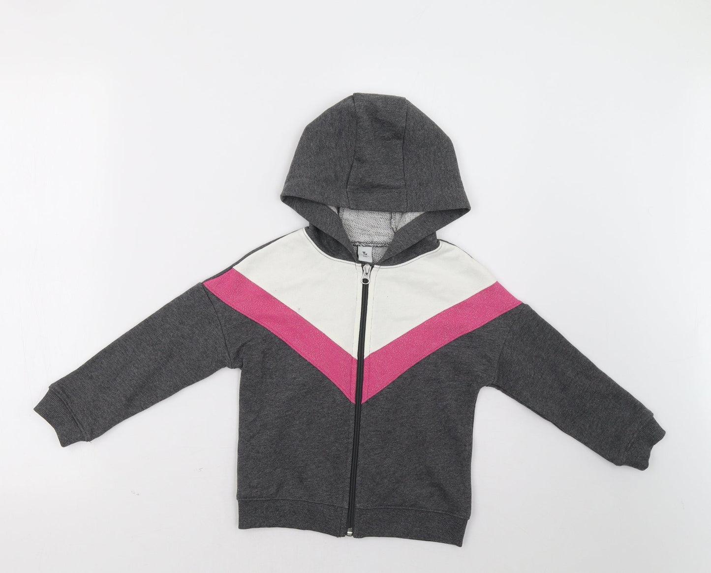 Sainsburys Girls Grey Striped  Full Zip Sweatshirt Size 5 Years