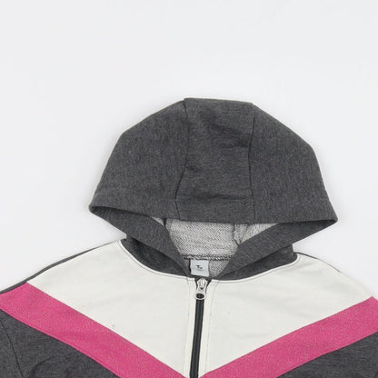 Sainsburys Girls Grey Striped  Full Zip Sweatshirt Size 5 Years