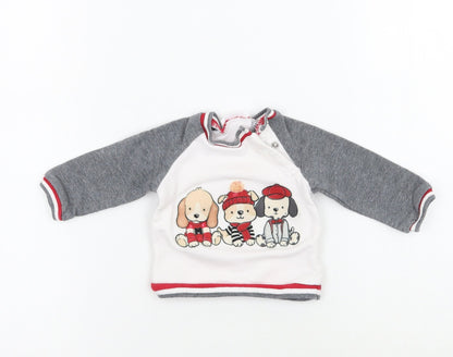 Mayoral Baby White Animal Print  Pullover Jumper Size 0-3 Months