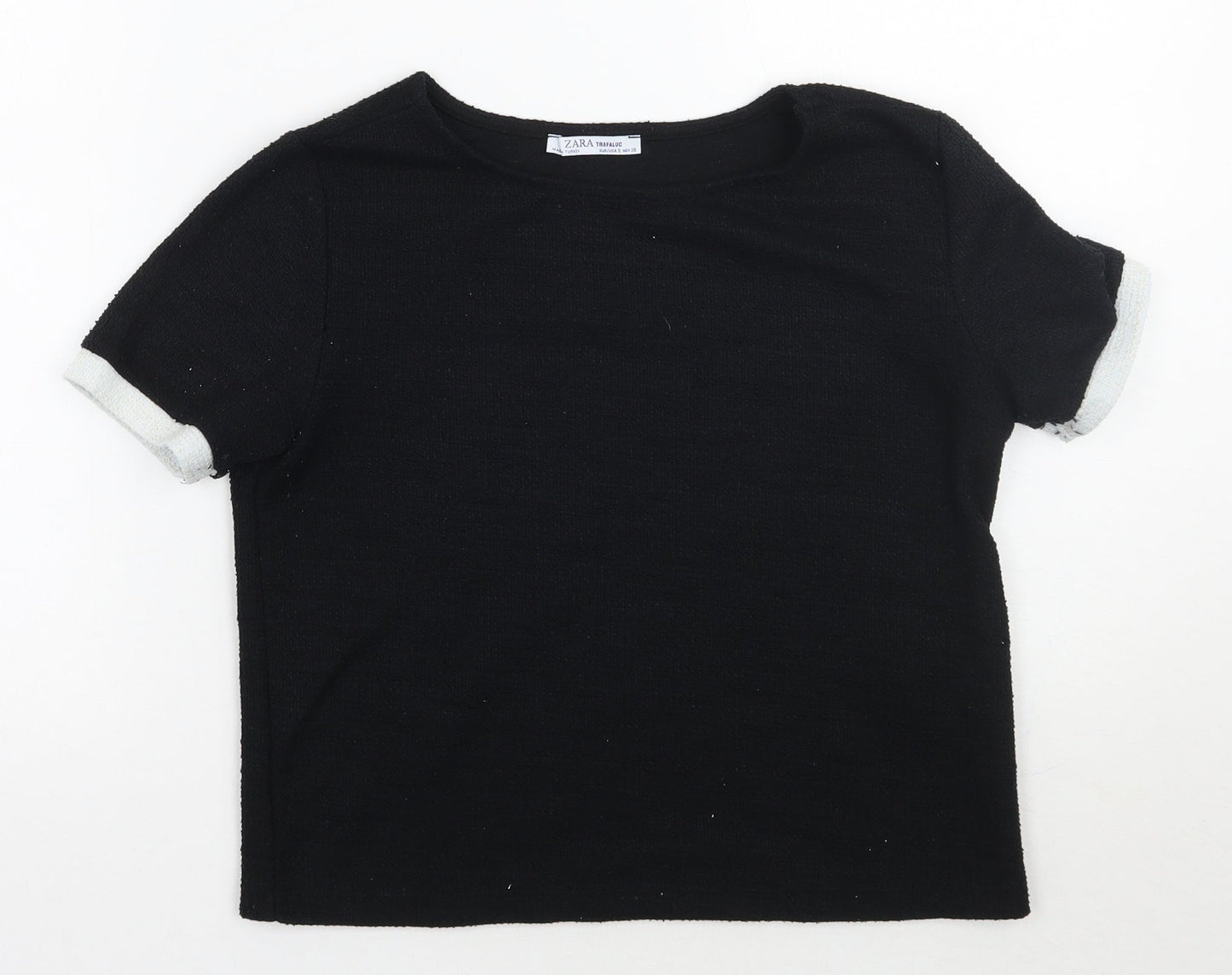 Womens UK Size S Zara Black Basic T-Shirt