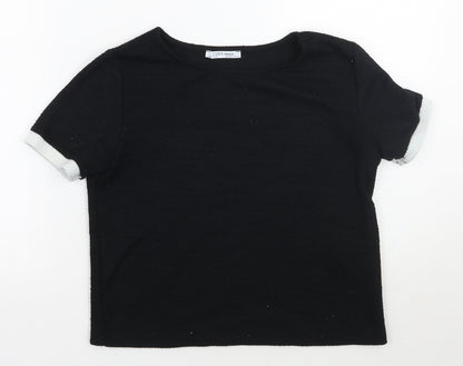 Womens UK Size S Zara Black Basic T-Shirt