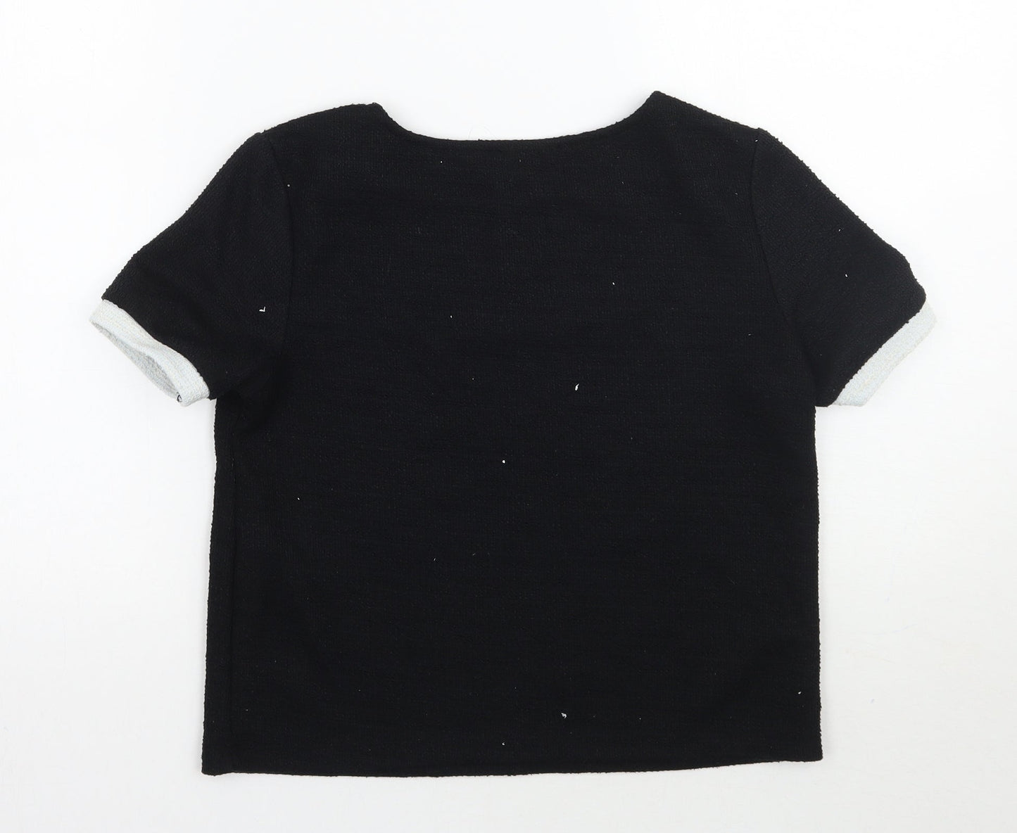 Womens UK Size S Zara Black Basic T-Shirt
