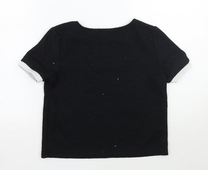 Womens UK Size S Zara Black Basic T-Shirt