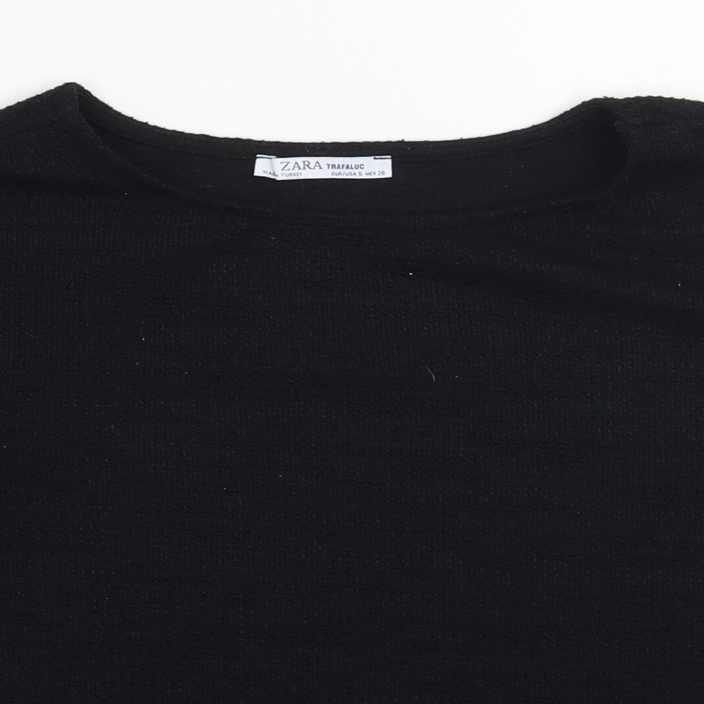 Womens UK Size S Zara Black Basic T-Shirt