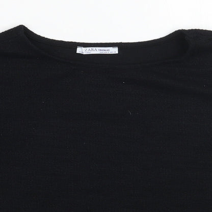 Womens UK Size S Zara Black Basic T-Shirt