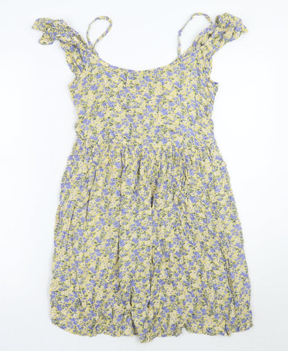 Newlook Womens Yellow Floral  A-Line  Size 6