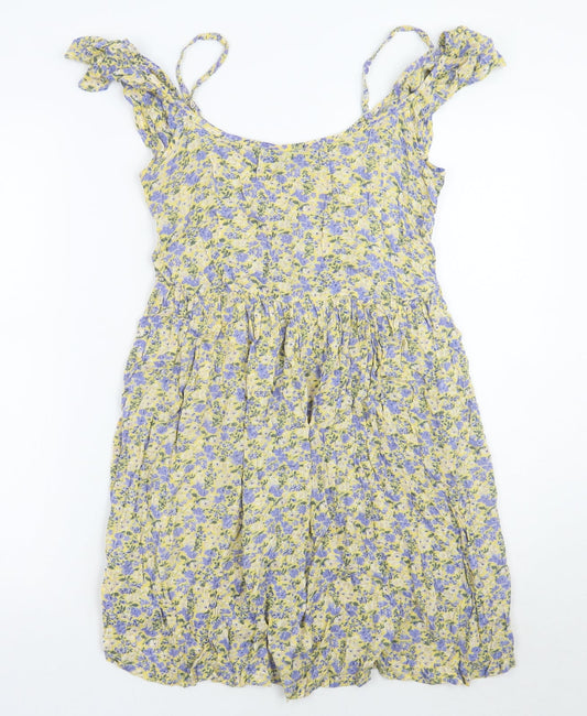 Newlook Womens Yellow Floral  A-Line  Size 6