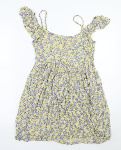Newlook Womens Yellow Floral  A-Line  Size 6
