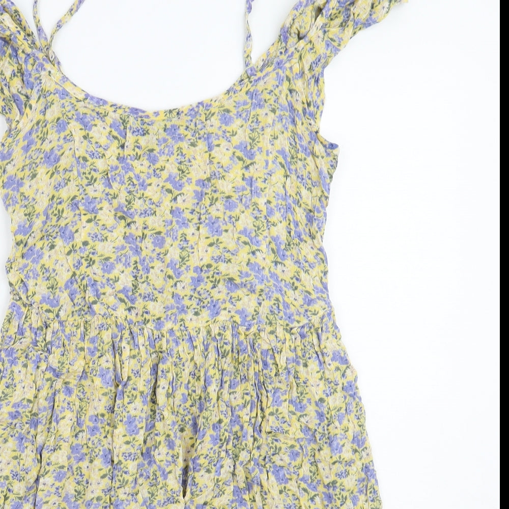 Newlook Womens Yellow Floral  A-Line  Size 6