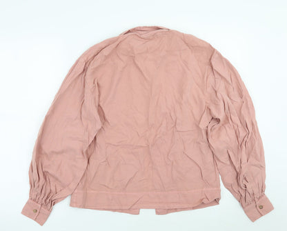 Womens UK Size 8 Topshop Pink Basic Button-Up