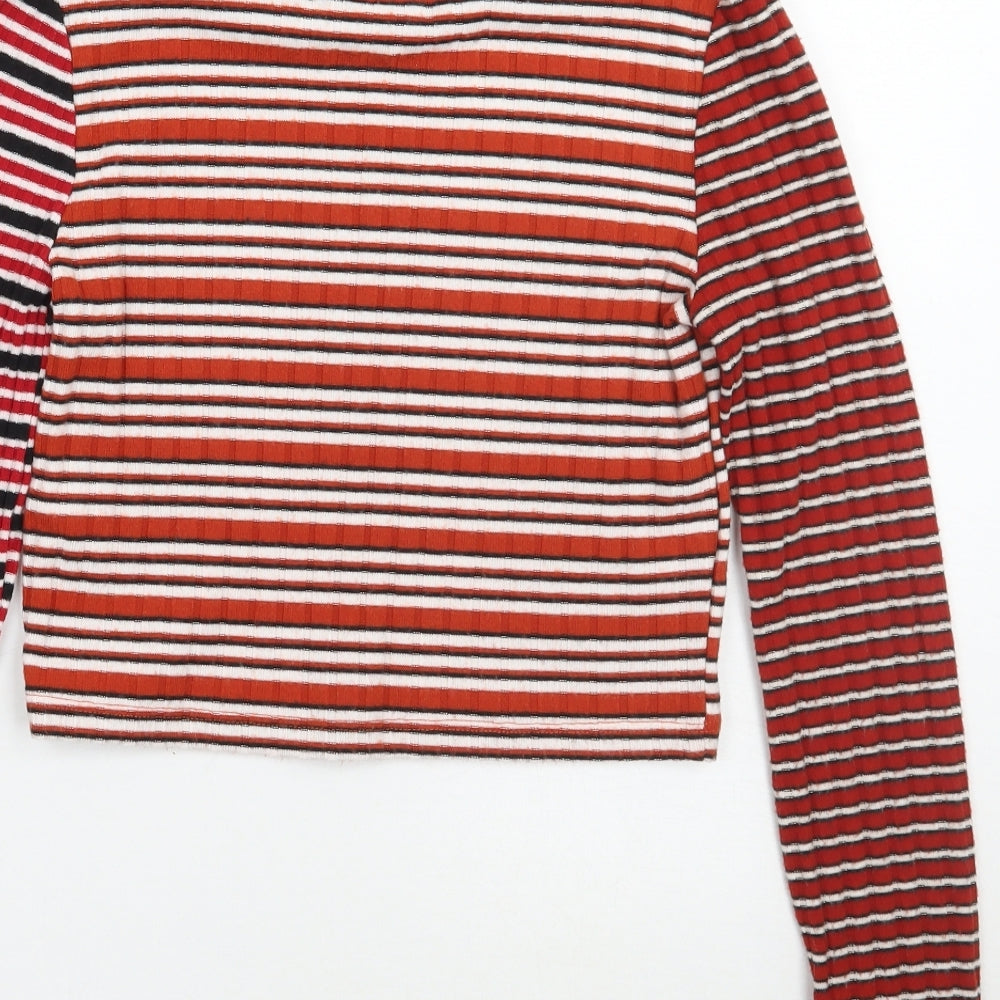 Womens UK Size 6 Topshop Red Basic T-Shirt