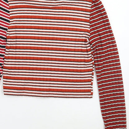 Womens UK Size 6 Topshop Red Basic T-Shirt