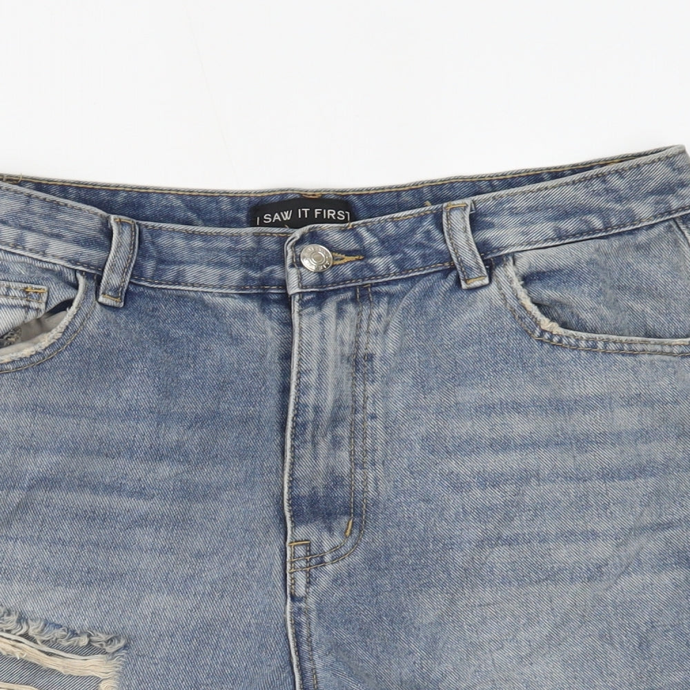I SAW IT FIRST Womens Blue  Denim Cut-Off Shorts Size 12